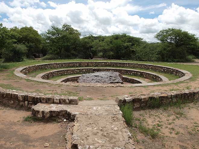 Upon discovery the Hoba meteorite was estimated to have a mass of 66 tonnes. It is now thought to be just over 60 tonnes due to vandalism, exposure to the elements and scientific testing. (Photo: Wikimedia/Digr)