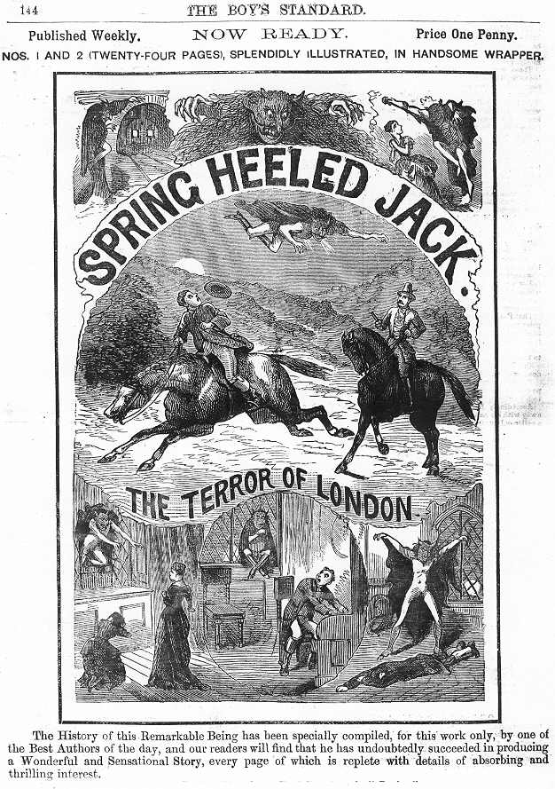 Ad for a Spring Heeled Jack penny dreadful, 1886
