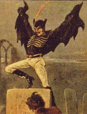 Spring Heeled Jack as depicted by anonymous artist - English penny dreadful (c. 1890)