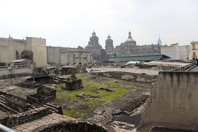The ruins of Templo Mayor in Mexico City. For the inauguration of the Templo Mayor, over 80 thousand men, women, and children were sacrificed. (Photo: Wikimedia/Ulises Rubin)