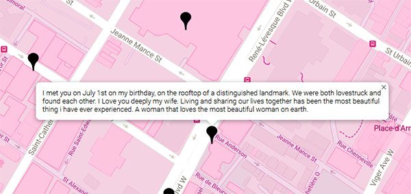  Any user can add a pin to the Queering the Map website and share why a particular place holds significance for them. (Image: Queering the Map)
