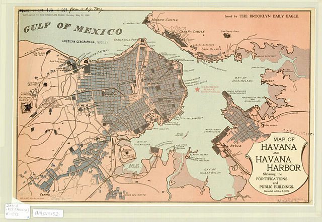 Map of Havana and Havana Harbor, showing the fortifications and public buildings / issued by the Brooklyn Daily Eagle, Sunday, May 22, 1898. (Image: Wikimedia/Brooklyn Daily Eagle)