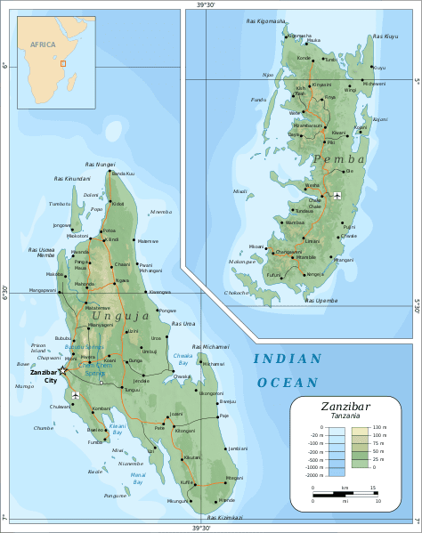 Zanzibar is a self-governing territory of Tanzania. Situated in the Indian Ocean the Zanzibar Archipelago lies 16 miles (25km) from the mainland coast. (Image: Wikimedia/Oona Räisänen)