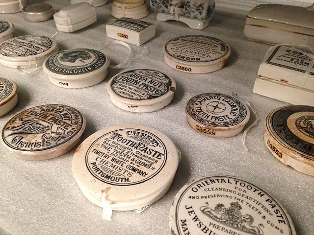 A collection of old toothpaste boxes at the University of Utrecht (Photo: Wikimedia/Sandra Fauconnier)