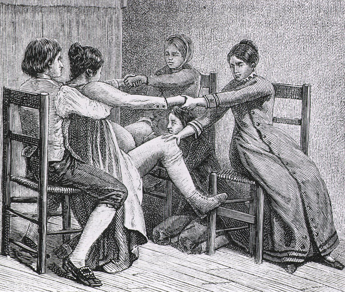 Two women and two men assist during childbirth. (Image: Wikimedia/National Library of Medicine/Gustave Joseph Witkowski)