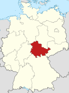 Map of Germany, with Thuringia highlighted