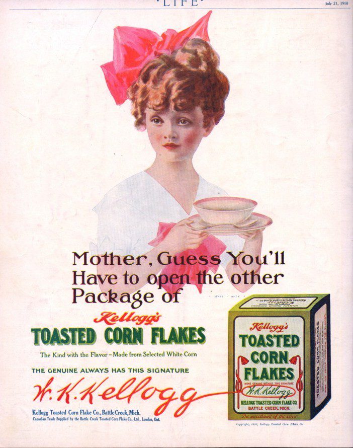  Advertisement for Kellogg's "Toasted Corn Flakes" in Life magazine, July 21, 1910, issue