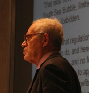 Charles Goodhart delivers the keynote speech in the 2012 Long Finance Spring Conference. (Credit: Wikimedia)