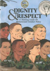 The cover page of "Dignity & Respect: US Army Training Guide for Homosexual Policy."