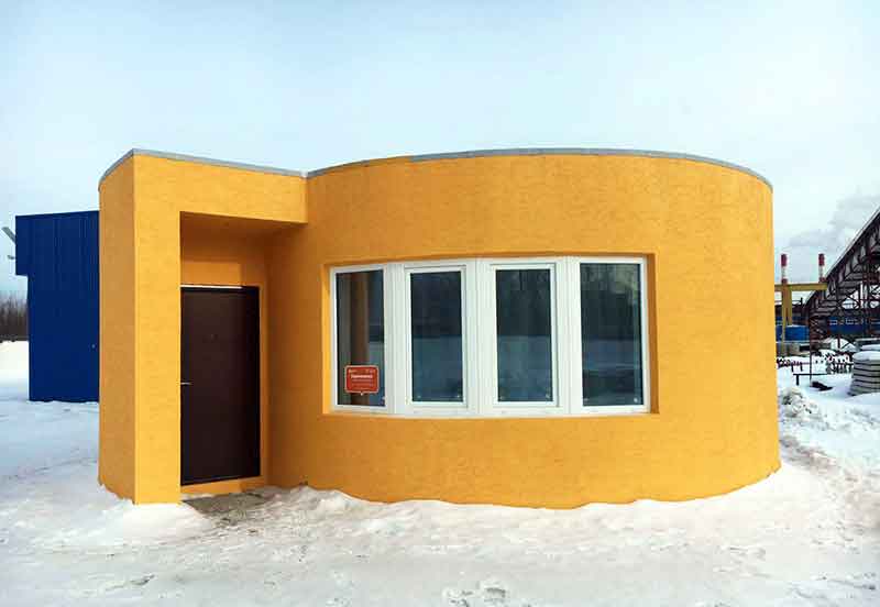 A 3D printed house constructed in just 24 hours at the Apis Cor test facility in the town of Stupino, Russia. (Photo: Apis Cor)