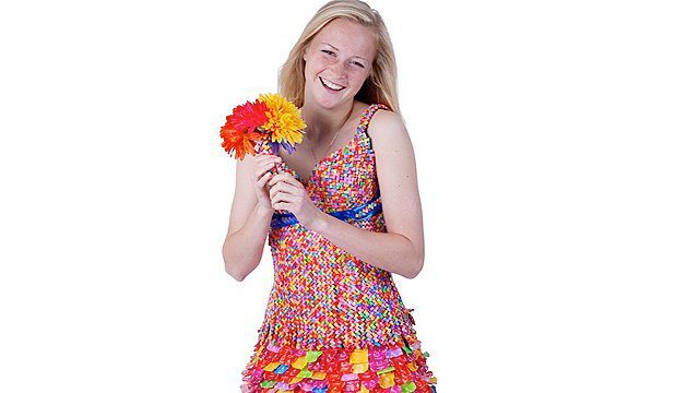 First! Trailblazer Tara Frey with the original incarnation of the Starburst dress (ABC News)