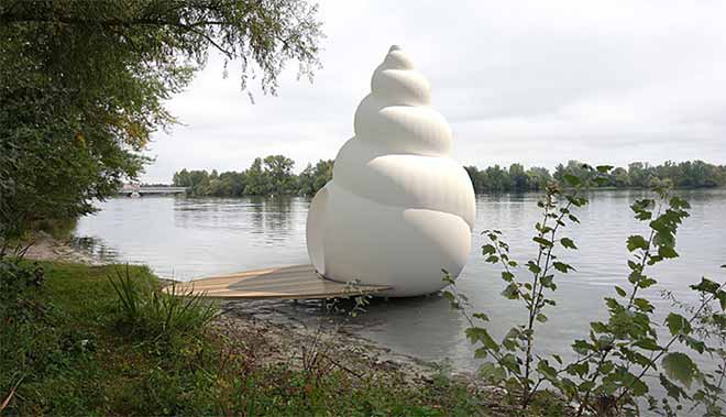 There will be a tenth shelter added to the Refuges Périubains project in September. The shell house or Neptunea was designed by artists Petra Mrzyk and Jean-François Moriceau. (Photo: Zebra3.org)