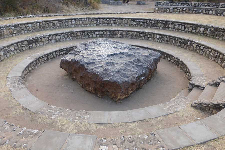 Now a tourist attraction the Hoba meteorite is estimated to have struck earth around 80,000 years ago. (Photo: Wikmedia/Sergio Conti)
