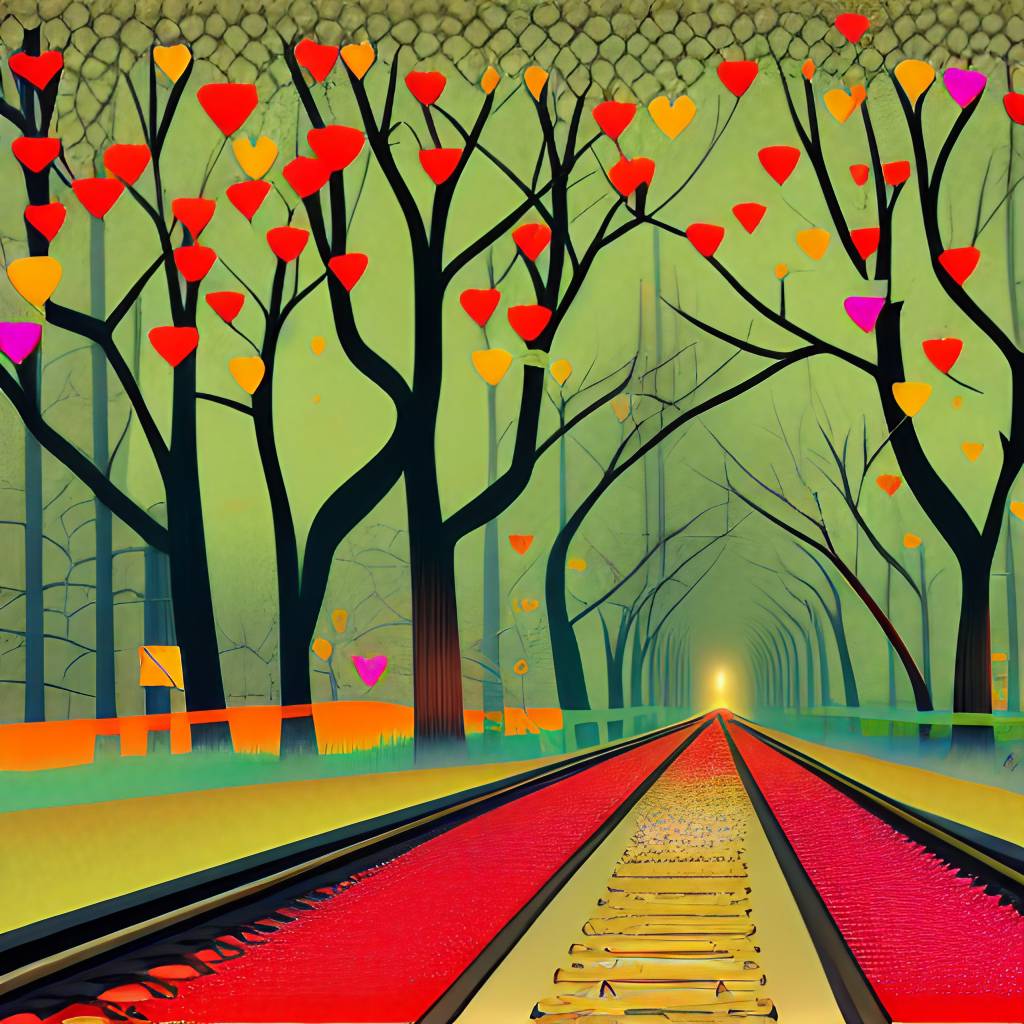 Painting of the Tunnel of Love in Ukraine.