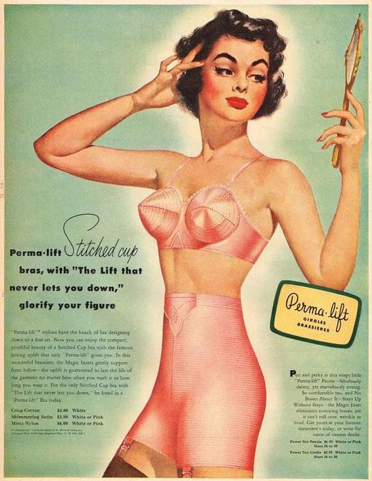 A 1950s advert for the Perma-lift bra. (Image: Pinterest/Paperlovenow)