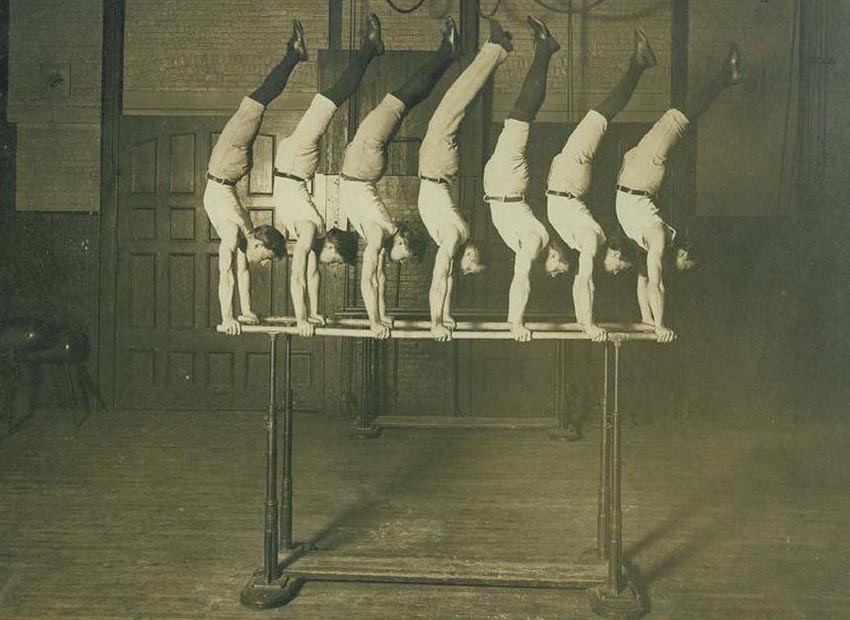 Concordia Turnverein Gymnastic Team, 1908, George Eyser is in the center. (Photo: Wikimedia/mohistory.org)