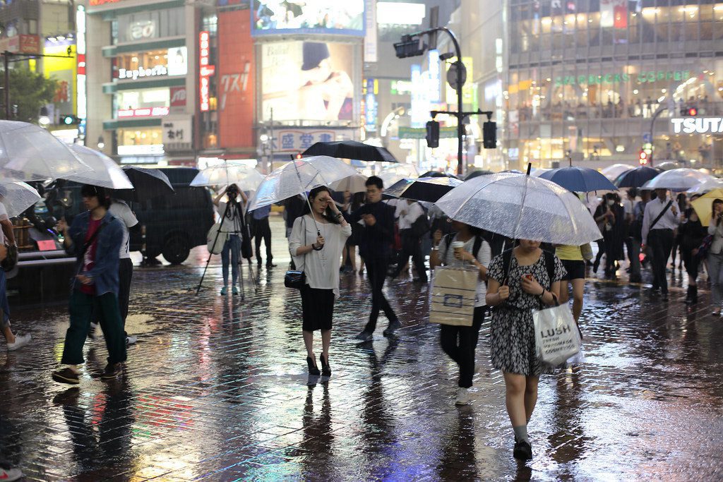 Walking down a street during Japan’s rainy season, you will be met with little white ghost-like figures hanging outside the houses. These talismans are known as teru teru bozu. (Photo: Flickr/Valerian Guillot)