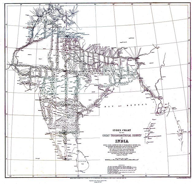 1870 Index Chart of the Great Trigonometric Survey of India (Wikimedia/Survey of India)