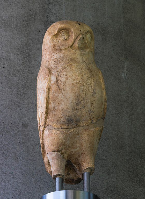 The Owl of Athena. Acropolis museum (Acr.1347), 5th-c.B.-C., Athens, Greece. The Howland Owl drew inspiration from The Owl of Athena, a symbol of wisdom and knowledge. (Photo: Wikimedia/Jebulon)