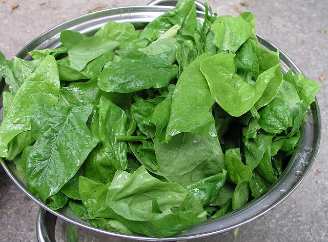 Spinach contains an underwhelming 2.7mg of iron per 100g.(Photo: Wikimedia/Nillerdk)