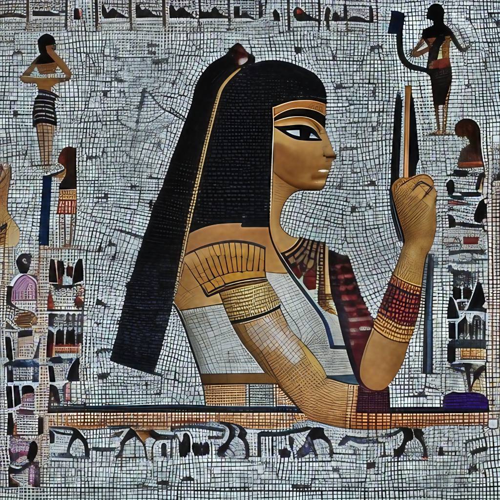 A mosaic portrait of Cleopatra studying her reflection in a bronze mirror. (© Odd Feed)