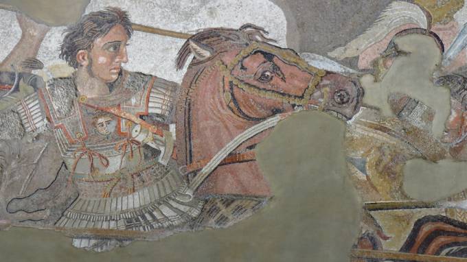 Ancient roman mosaic of Alexander the Great in battle against Darius, from Pompeii, Italy. (Photo: Shutterstock)