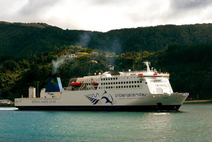 The Interislander is a road and rail ferry service across New Zealand's Cook Strait, between Wellington in the North Island and Picton in the South Island. Pelorus Jack is the inspiration for the Interislander logo. (Photo: Flickr/Bernard Spragg)