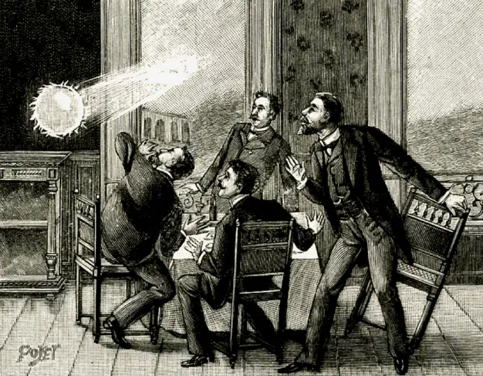 19th century engraving depicting ball lightning. (Image: Wikimedia)
