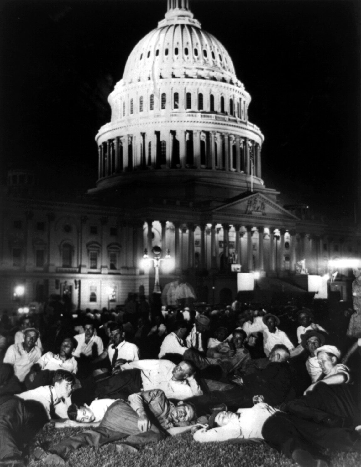 The Bonus Army marchers on the U.S. Capitol lawn, Washington, D.C., July 13, 1932.