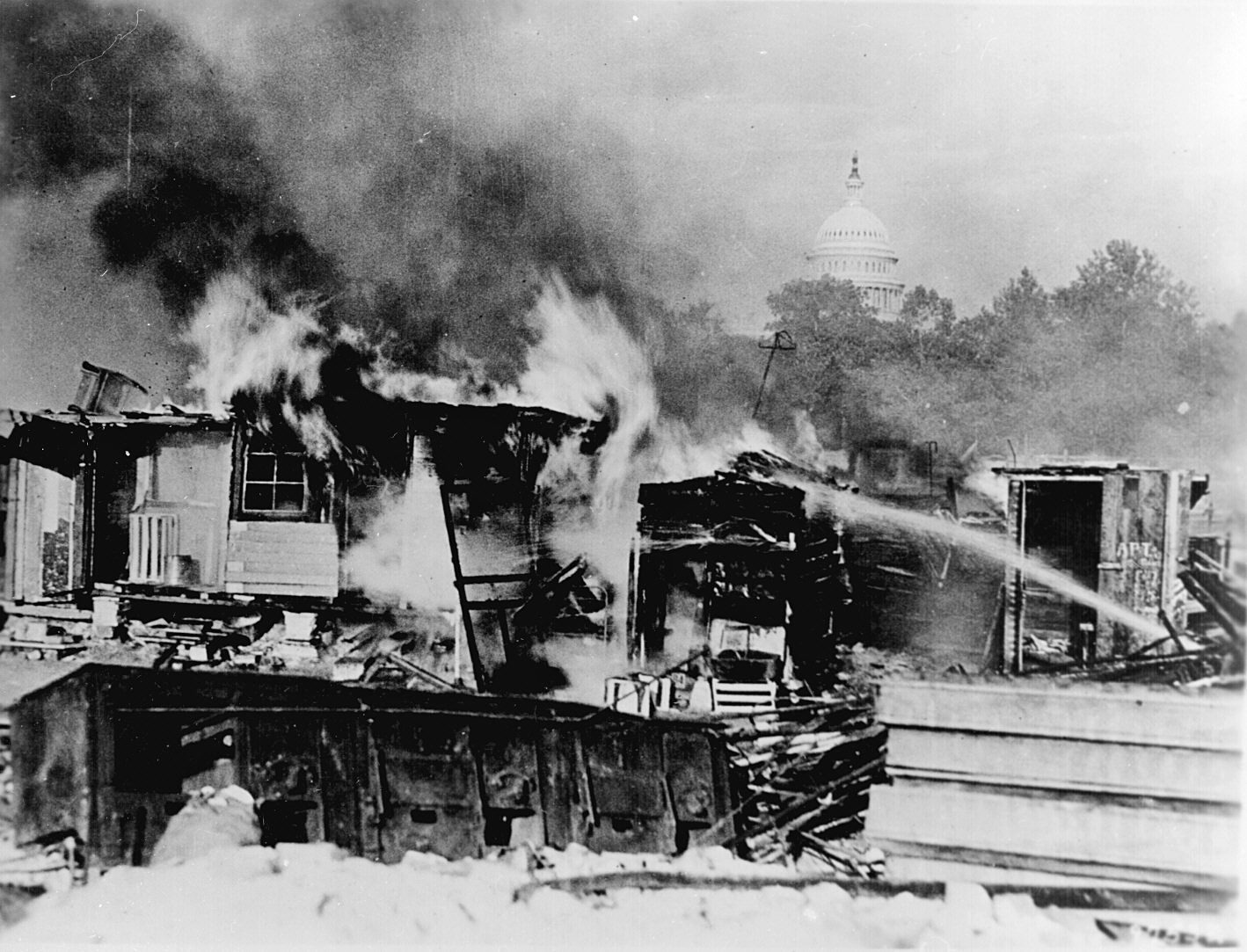 The burning of the Bonus Army shacks, July 29, 1932