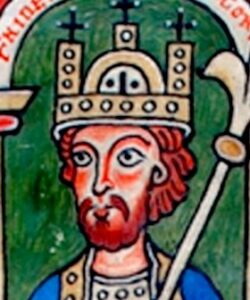 Frederick Barbarossa, as depicted in a 12th-century chronicle.