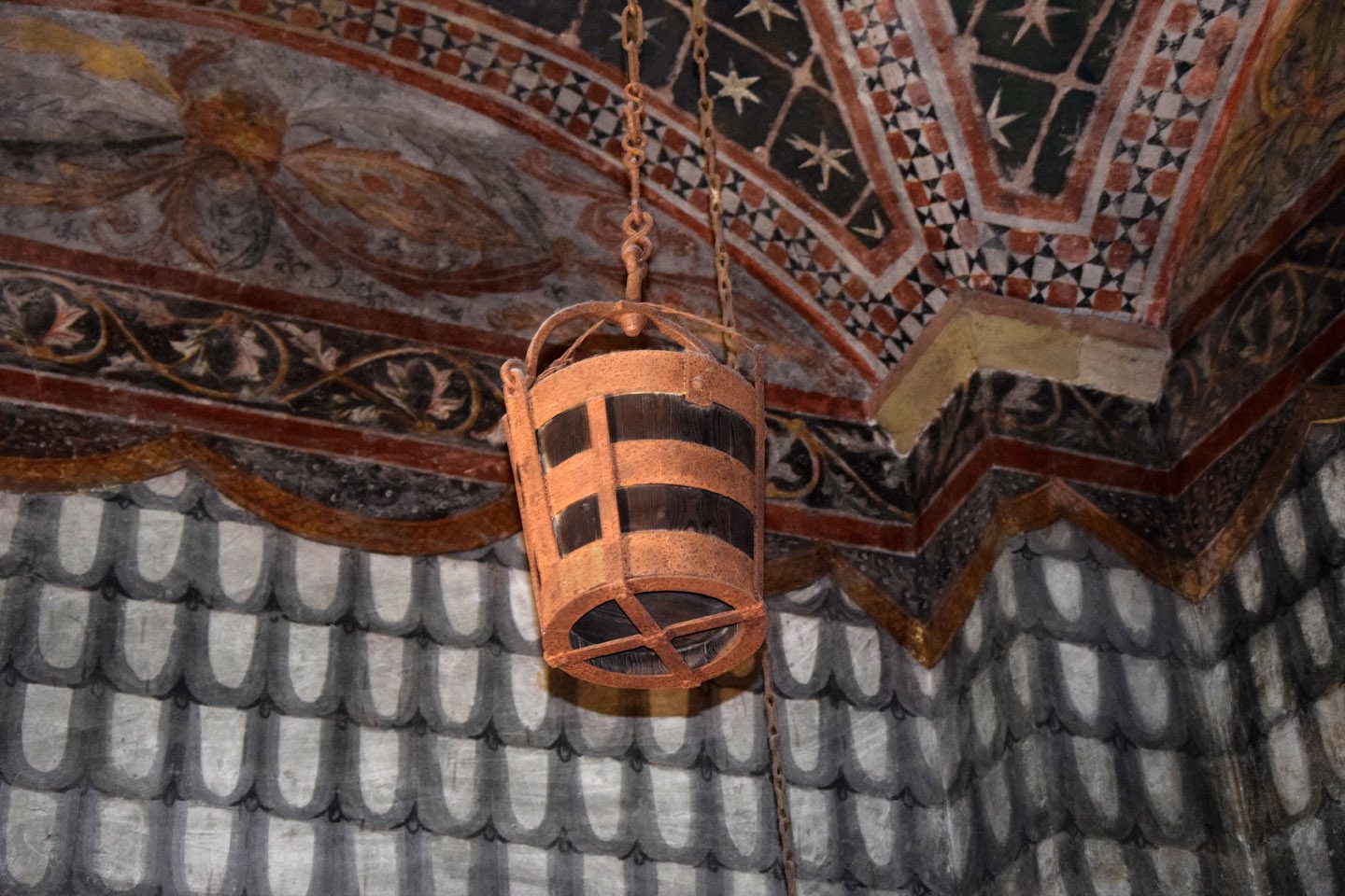 A replica of the stolen bucket, inside the Ghirlandina Tower. (Credit: Wikimedia)