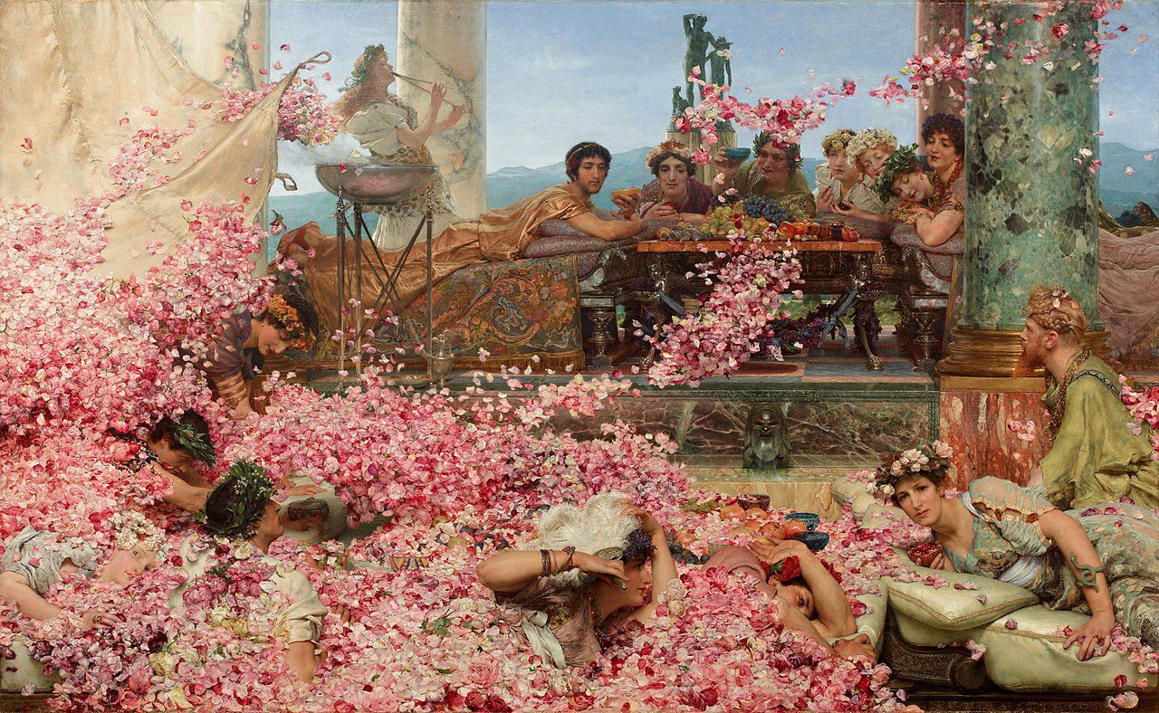 Sir Lawrence Alma-Tadema, "The Roses of Heliogabalus" (1888). Oil on canvas, 132.1 × 213.7 cm