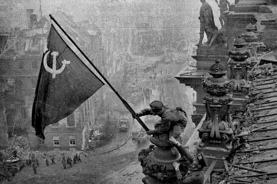 Yevgeny Khaldei, "Raising a Flag over the Reichstag" (May 2, 1945)