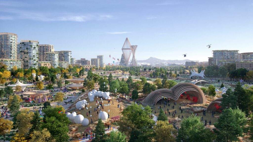 Rendering of a Telosa park