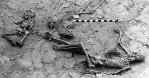 Three human skeletons at Teppe Hasanlu