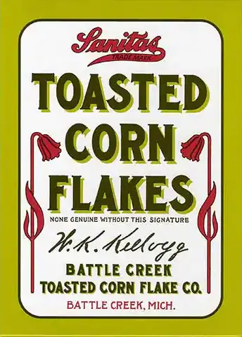 First Battle Creek Toasted Corn Flake Co. corn flakes package (1906), later to become the Kellogg Food Company in 1908