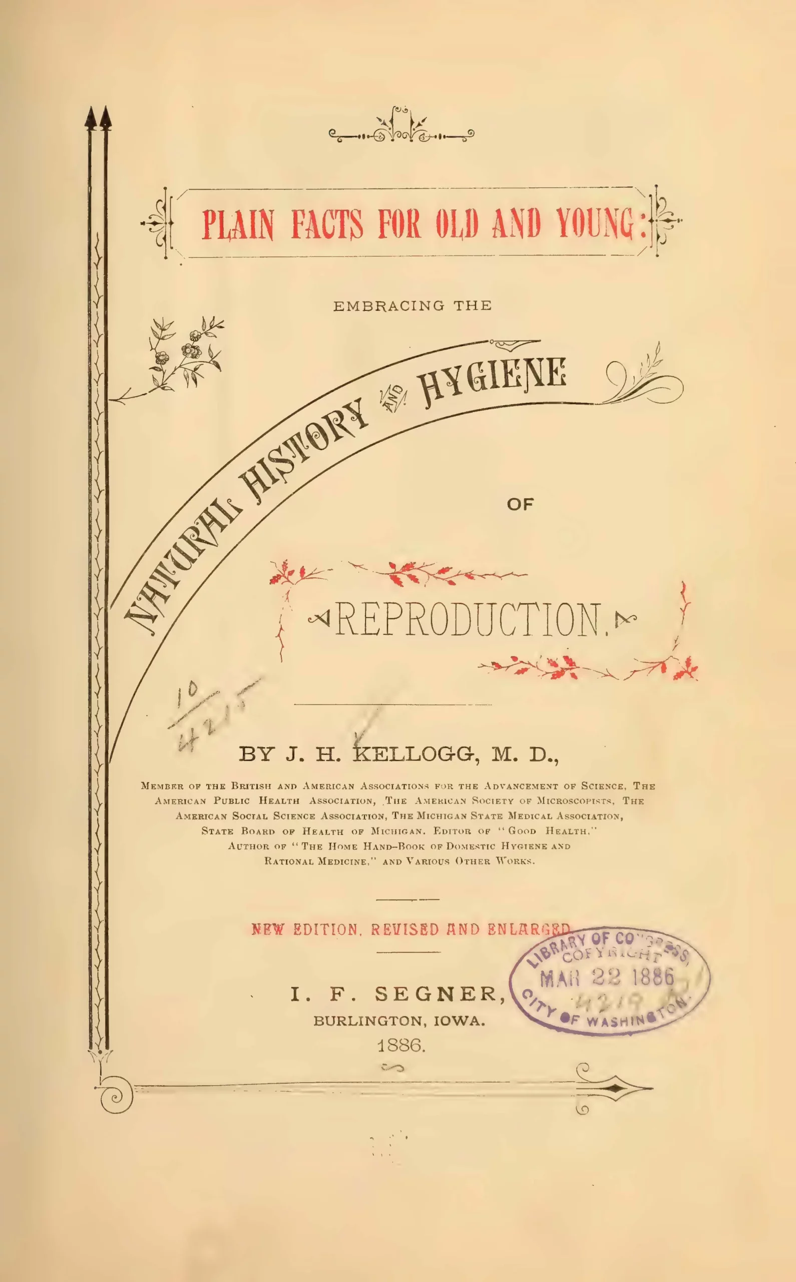 The title page of John Harvey Kellogg's most famous book. 