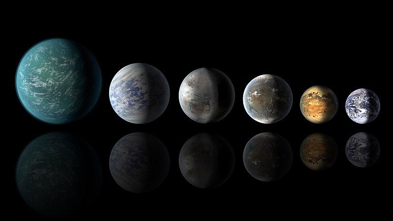 NASA illustration of Earthlike extrasolar planets. 