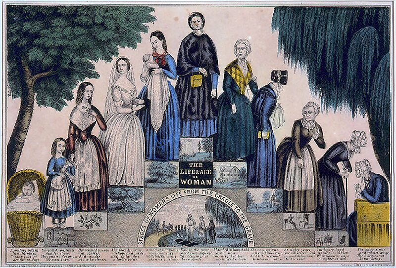 The Life & Age of Woman - Stages of Woman's Life from the Cradle to the Grave (1849) (Wikimedia Commons)