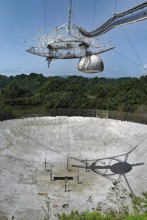 The dish of the Arecibo radio telescope, pictured in 2019.