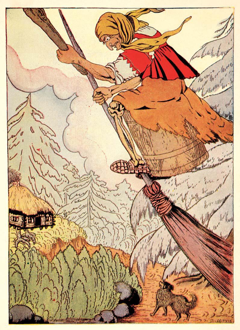 "Baba Yaga" by Dmitry Mitrokhin (1883-1973), an illustration from Arthur Ransome's Old Peter's Russian Tales (1916) ()