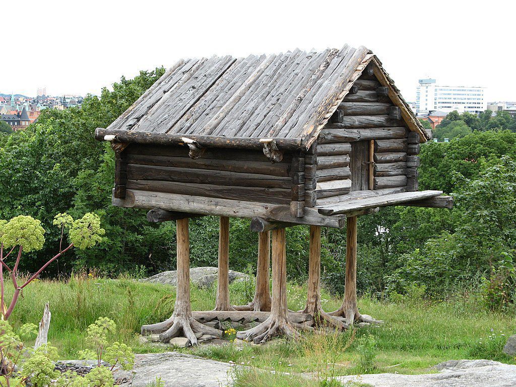 Sami Storehouse on stilts, displayed at Skansen in Stockholm.