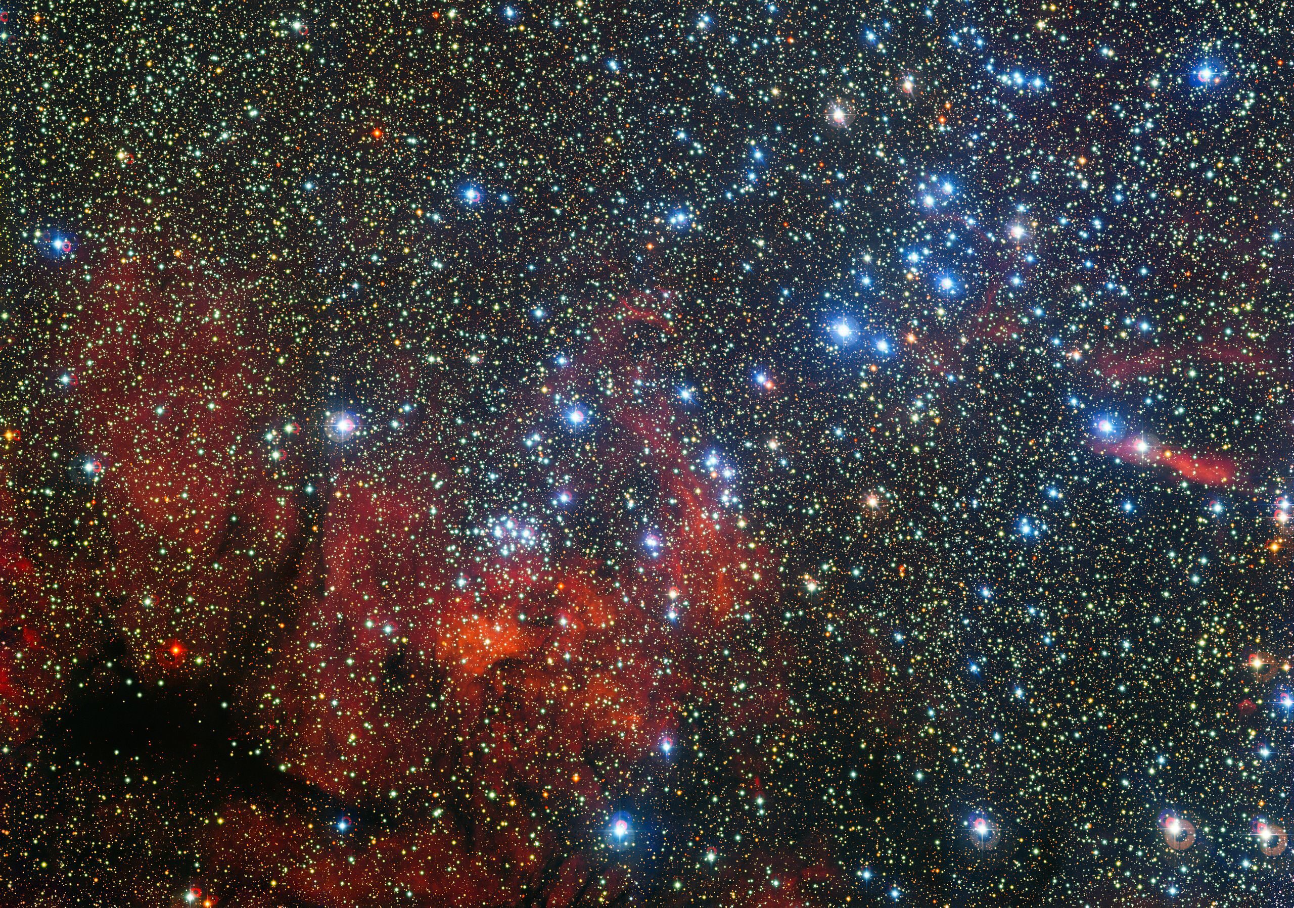 Open cluster NGC 3590, located 7,500 light-years away in the constellation Carina.