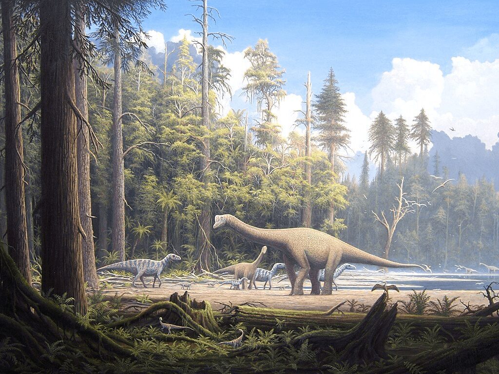 Artist's impression of sauropod and iguanodon dinosaurs in the late Jurassic. It is important to remember that for most of its history, Earth was without intelligent life—and had evolution gone differently, it could have stayed that way.