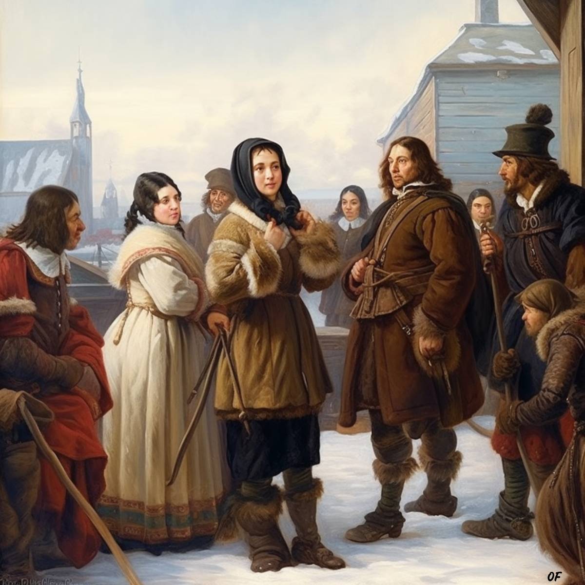 Filles du Roi arriving in Quebec City in 1663.