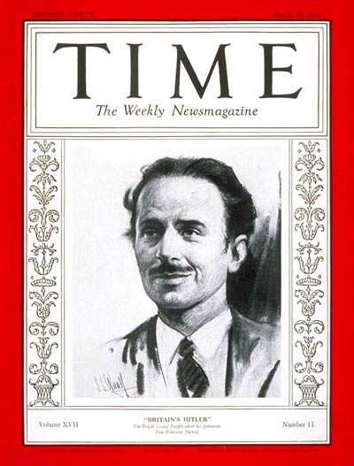 Mosley on Time magazine cover, 16 March, 1931