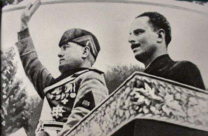  British Union of Fascists leader Oswald Moseley and Italian Fascist leader and Italian Prime Minister Benito Mussolini.