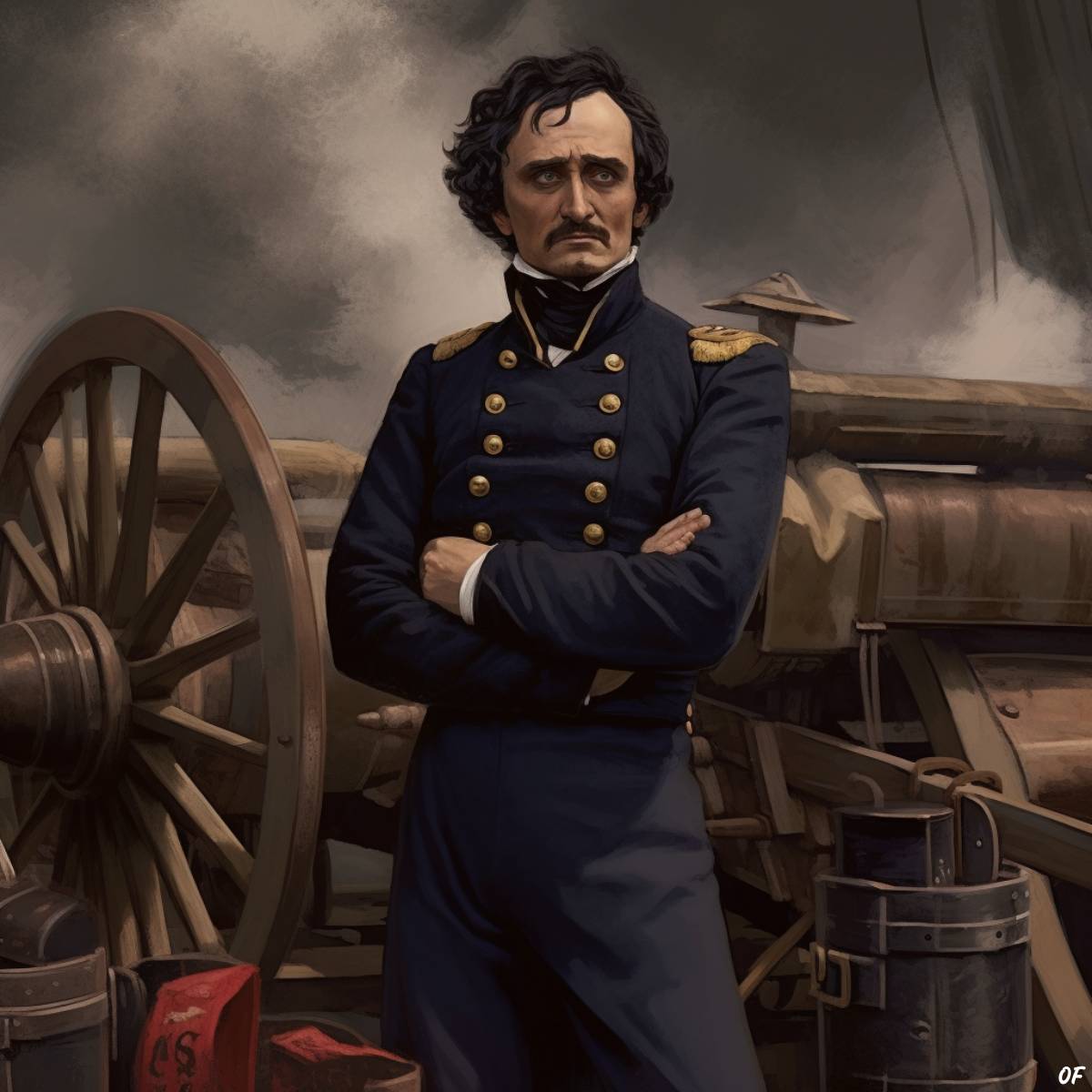 Edgar Allan Poe in military uniform.