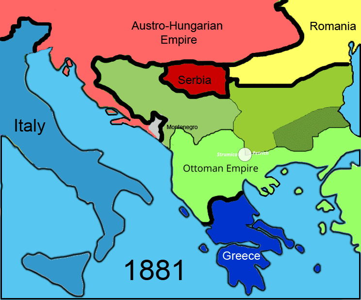 Historical map of the Balkans.